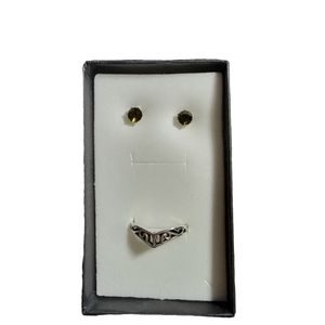 RING & EARRING SET Black Stone Costume Jewery